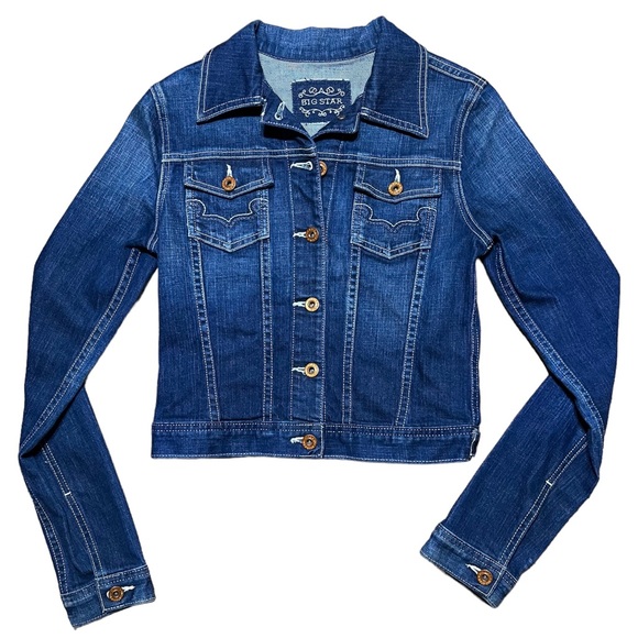 Big Star Women’s Embroidered Pocket Denim Trucker Jean Jacket Sz XS - Picture 1 of 14